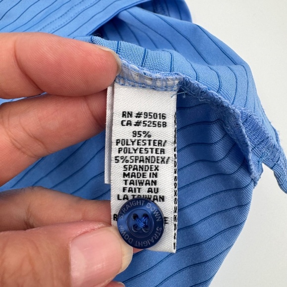 Straight Down Polo Shirt Men XL Blue Golf Performance Stripes Short Sleeves - Picture 8 of 11